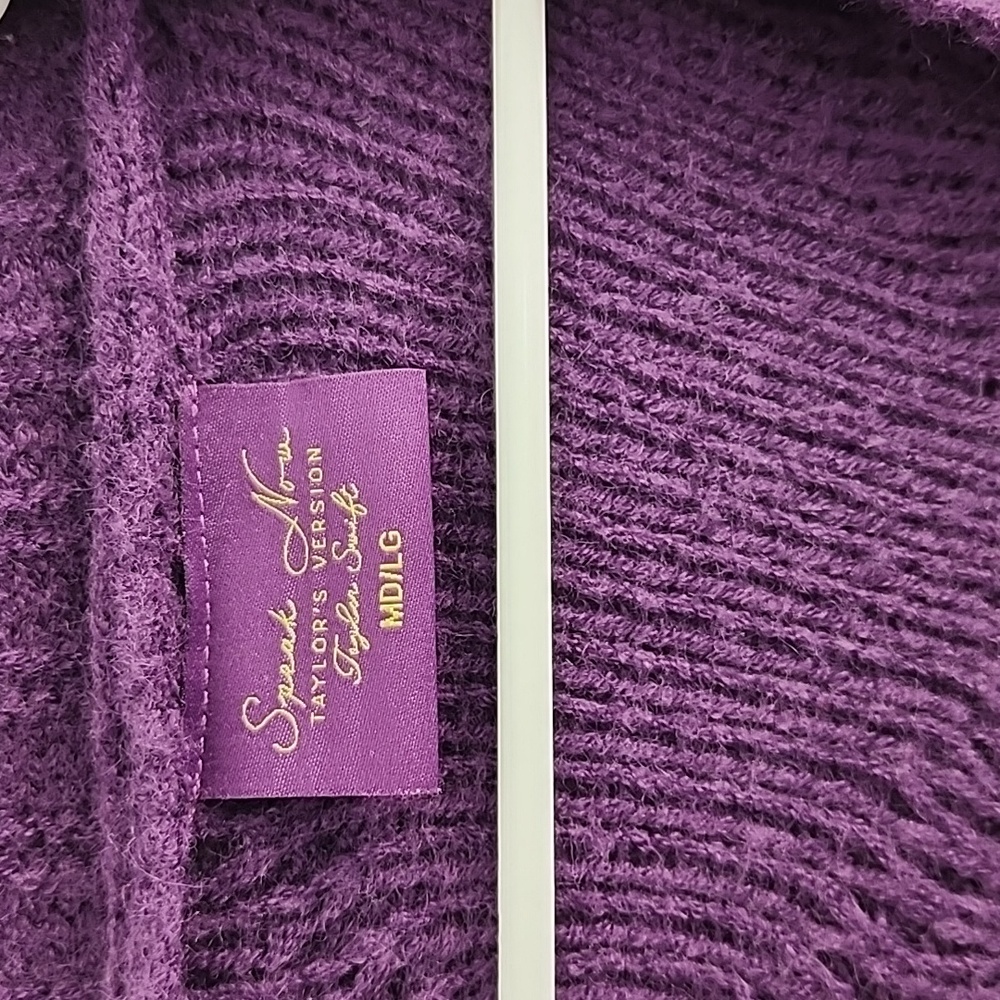 Taylor Swift Speak Now Cardigan Sweater M/L Purple Cable Knit Star Soft - Picture 5 of 9